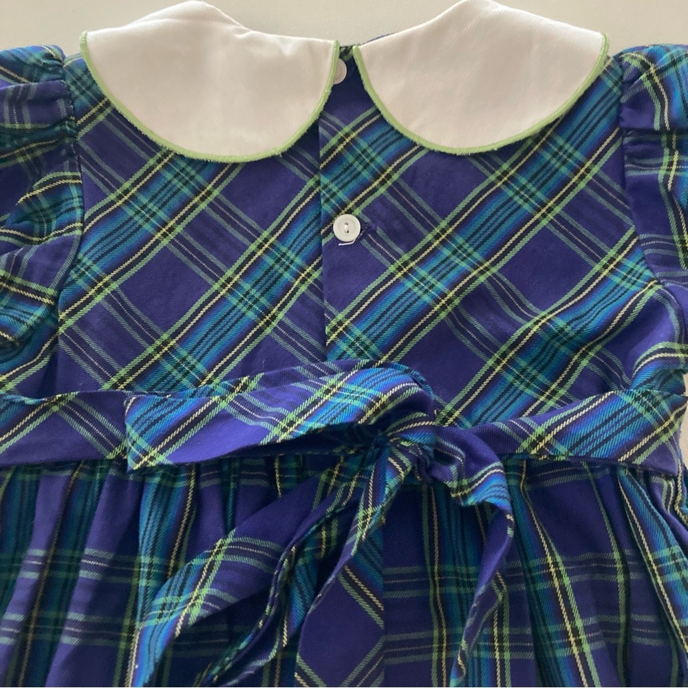 Vintage 4T Toddler Girl Plaid Purple Dress Flower Embroidered Spring - Picture 4 of 7